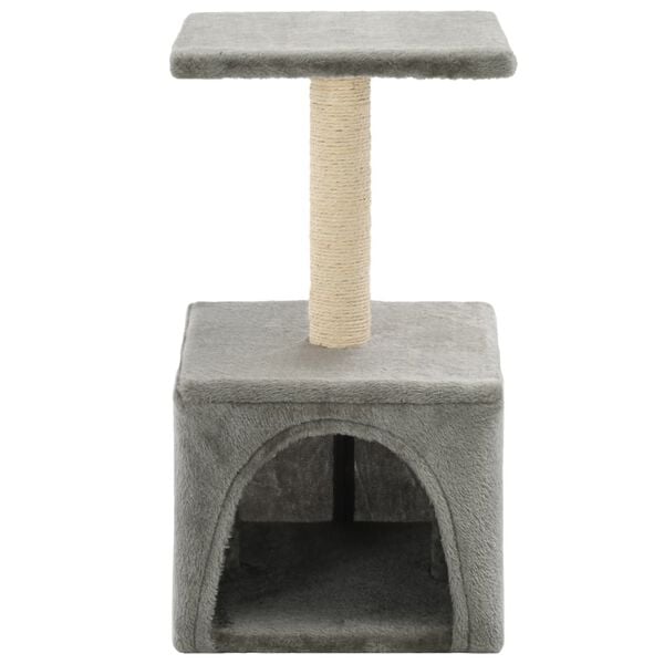 vidaXL Cat Tree Grey Particle board frame, soft plush, sisal rope