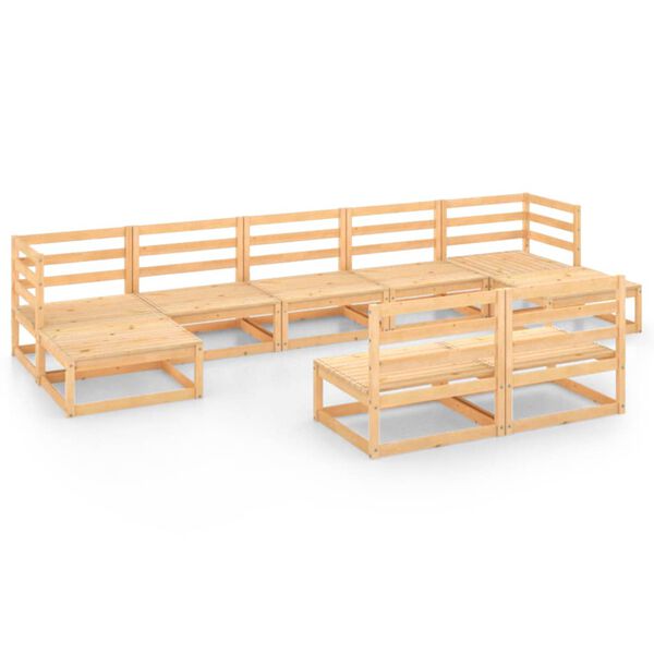 vidaXL Garden Lounge Set Natural Wood Solid Pine Wood Large Modular