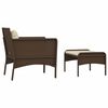 vidaXL Patio Lounge Set Brown Poly Rattan Standard Durable