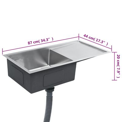 vidaXL Handmade Kitchen Sink Stainless Steel