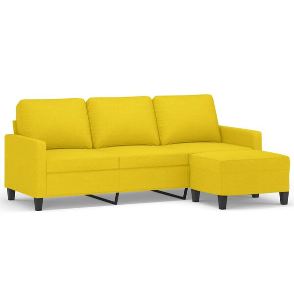 vidaXL 3-Seater Sofa With Footstool Light Yellow