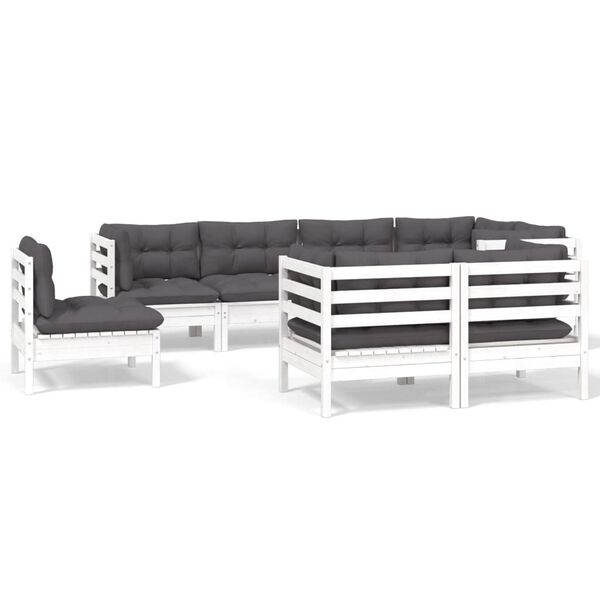 vidaXL Garden Lounge Set White Solid pinewood Medium Modular