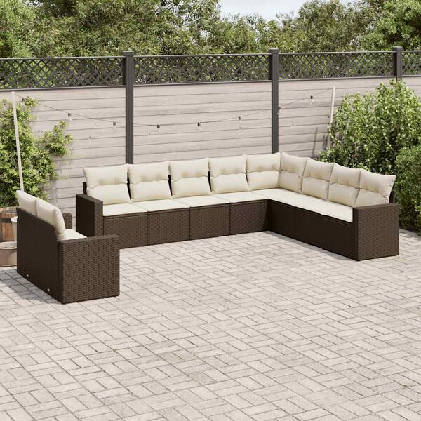 vidaXL Garden Sofa Set Brown, Cream white