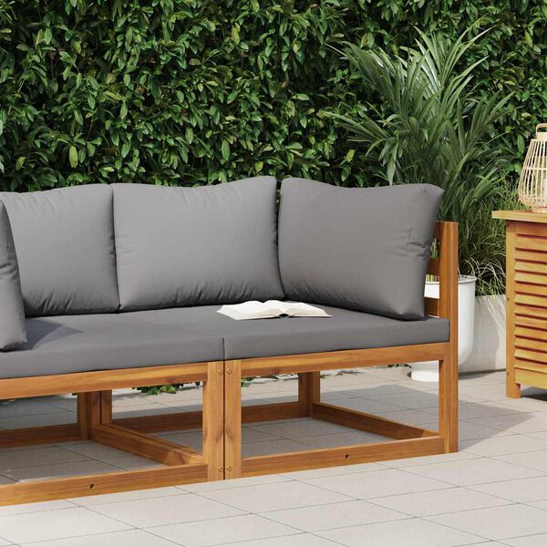 vidaXL Corner Sofa Dark Grey Solid Acacia wood, 100% polyester Standard