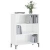 vidaXL Bookcase High gloss white Engineered wood, metal Medium Bookcase