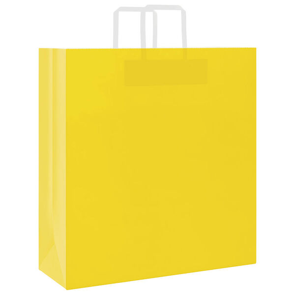 vidaXL Paper Bags 250 pcs with Handles Yellow 45x17x48 cm