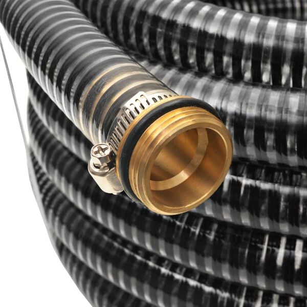 vidaXL Suction Hose Black Plastic and Brass 23 feet long Durable