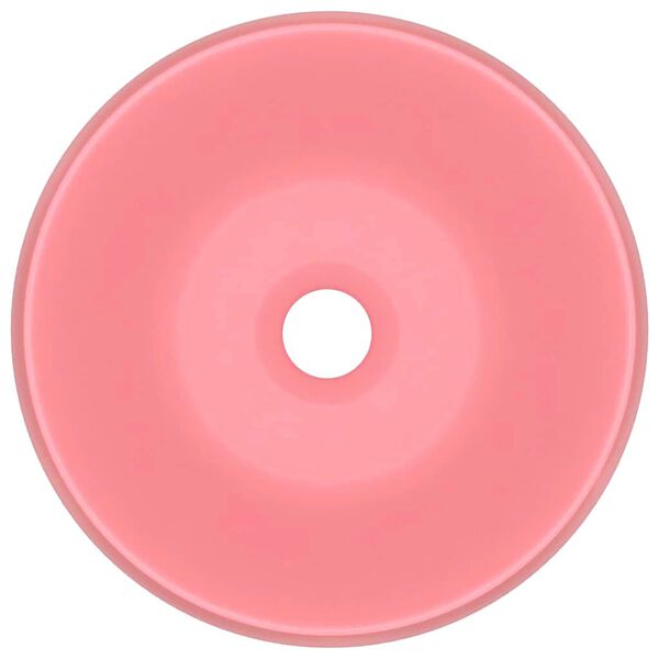 vidaXL Luxury Wash Basin Round Matt Pink 15.7x5.9" Ceramic