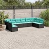 vidaXL Garden Sofa Set Black PE Rattan Large Adjustable Feet