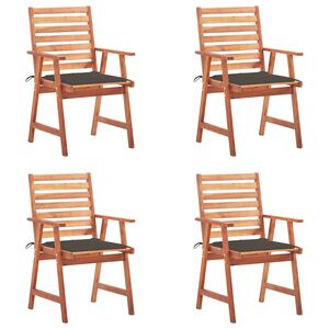 vidaXL Patio Dining Chairs 4 pcs with Cushions Solid Acacia Wood