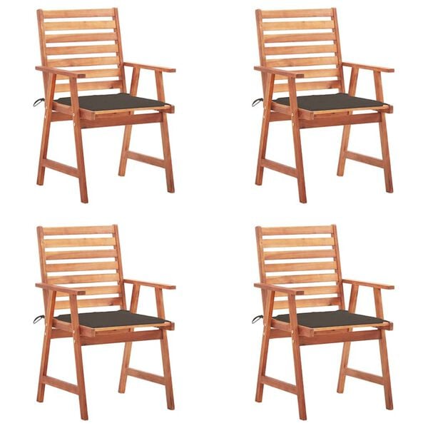 vidaXL Patio Dining Chairs 4 pcs with Cushions Solid Acacia Wood