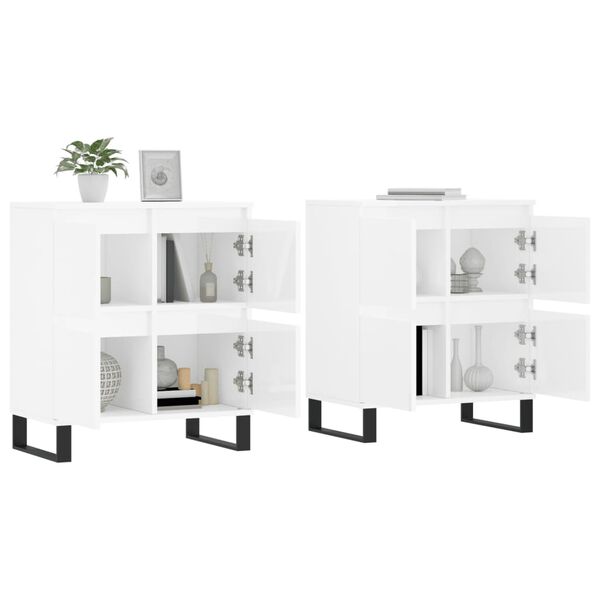 vidaXL Sideboard Set of 2 High Gloss White Engineered Wood Standard