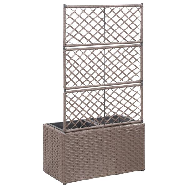 vidaXL Raised Bed Brown Poly Rattan, Plastic 22.8 x 11.8 x 42.1 in