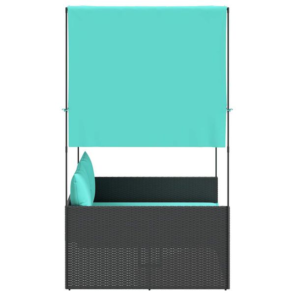 vidaXL Patio Double Sun Lounger Black PE rattan, powder-coated steel