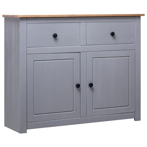 vidaXL Sideboard Grey and natural wood Solid pine wood Large