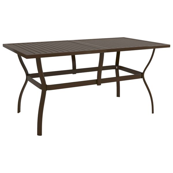 vidaXL Garden Table Brown Powder-coated steel Large Durable