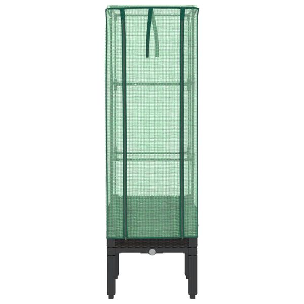 vidaXL Raised Bed Black, Green Polypropylene, Polyethylene, Iron Medium