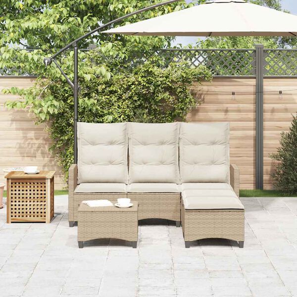 vidaXL Garden Sofa Set Beige PE rattan, powder-coated steel Large