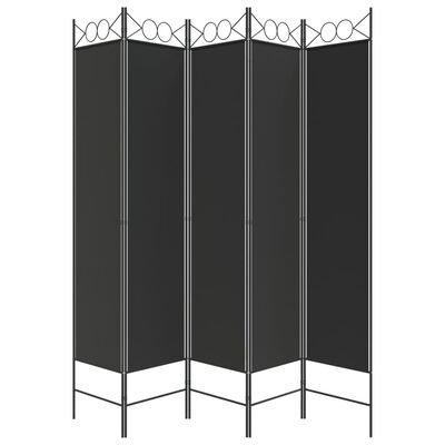 vidaXL 5-Panel Room Divider Black 78.7"x78.7" Fabric