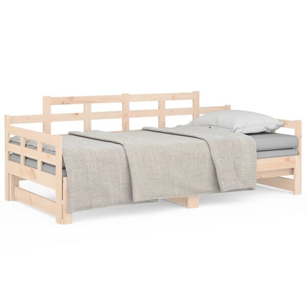 vidaXL Day Bed Natural Wood Solid pine wood Fits 31.5 x 79 in mattress