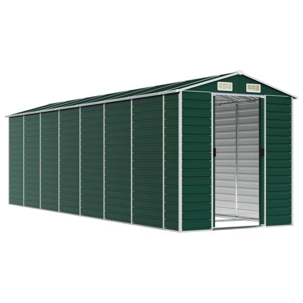 vidaXL Garden Shed Green Galvanized steel Large Garden Shed