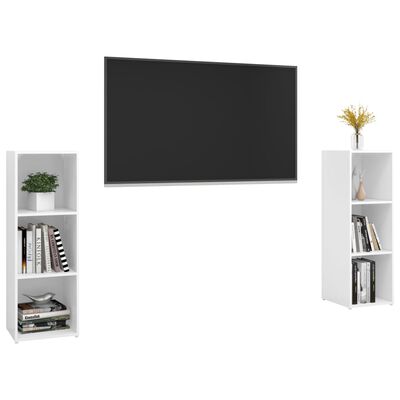 vidaXL TV Cabinets 2 pcs High Gloss White 42.1"x13.8"x14.6" Engineered Wood