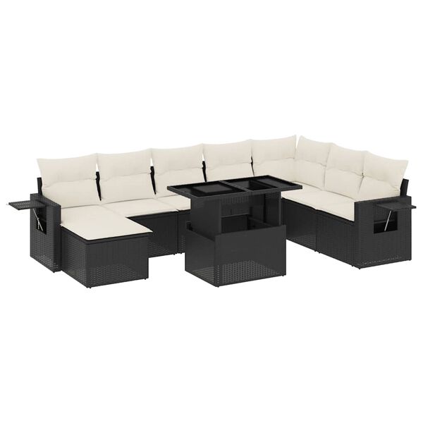vidaXL Garden Sofa Set Black, Cream White