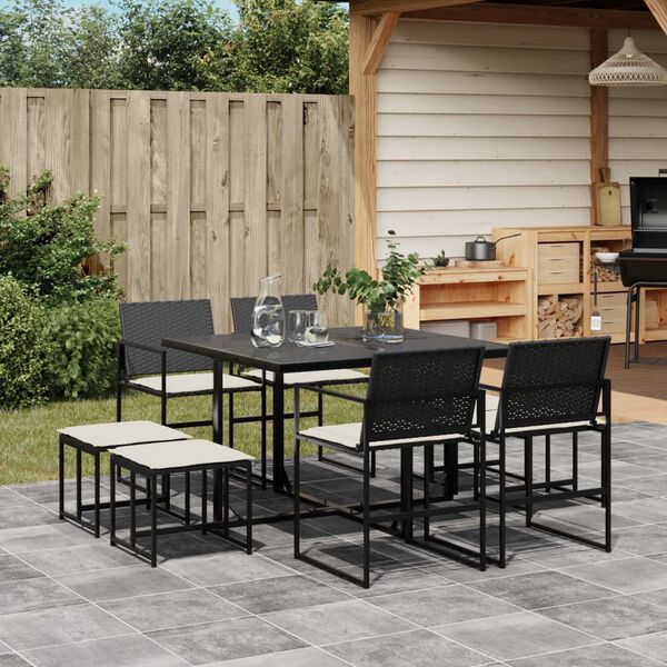 vidaXL Garden Dining Set Black, Cream White