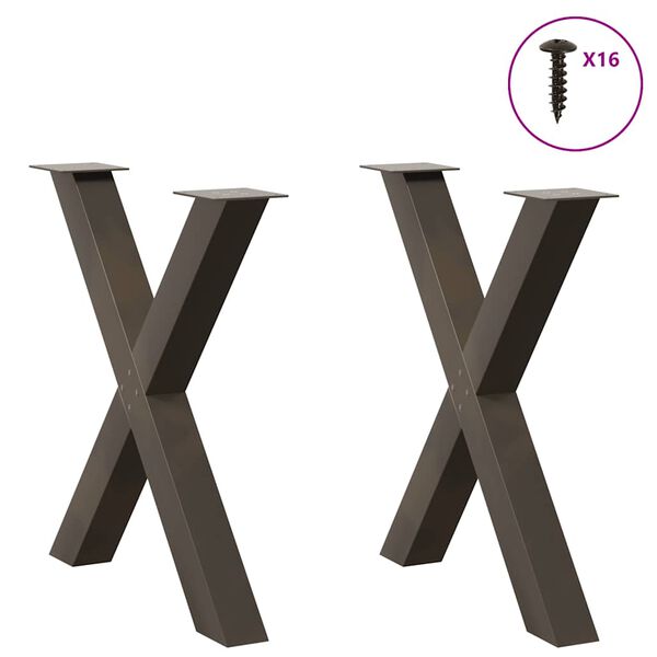 vidaXL Dining Table Legs X-Shaped 2 pcs Natural Steel 31.5x(28.3-28.7)" Steel