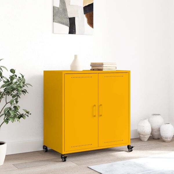 vidaXL Sideboard Mustard Yellow Cold-rolled Steel Medium Sideboard
