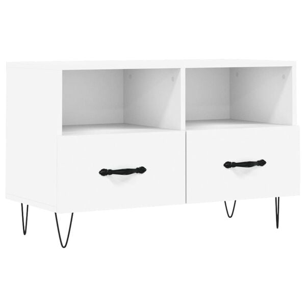 vidaXL TV Cabinet White Engineered Wood and Iron Medium TV Cabinet