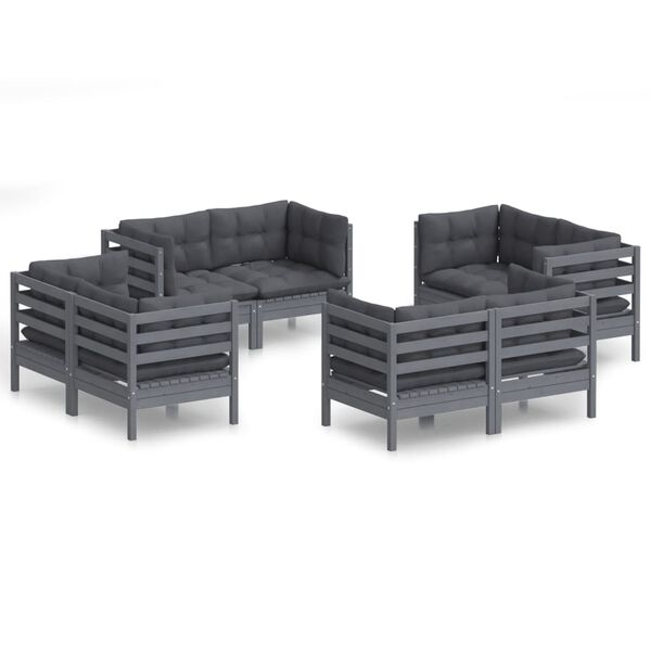 vidaXL Garden Lounge Set Grey Solid pinewood Medium Modular