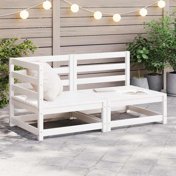 vidaXL Garden Lounge Set White Solid Pinewood Small Modular