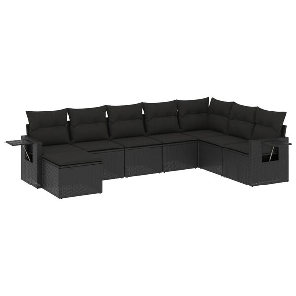 vidaXL Garden Sofa Set Black Poly Rattan Large Foldable