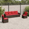 vidaXL 6 Piece Patio Sofa Set with Cushions Brown Poly Rattan