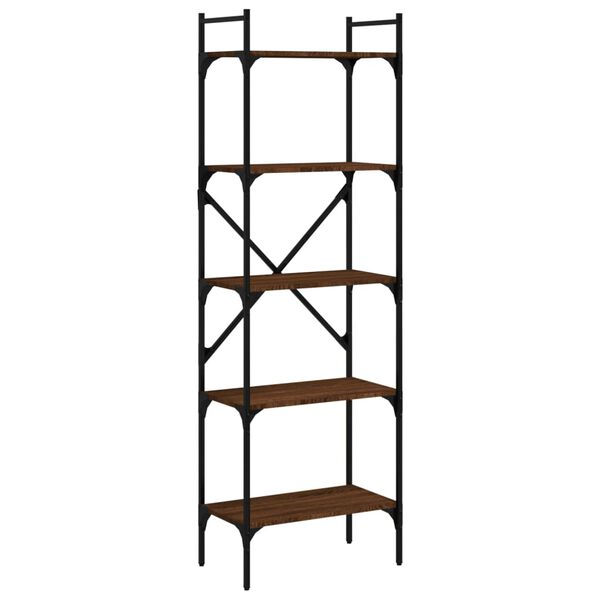 vidaXL Bookcase Brown Oak Engineered wood, Metal Tall Bookcase