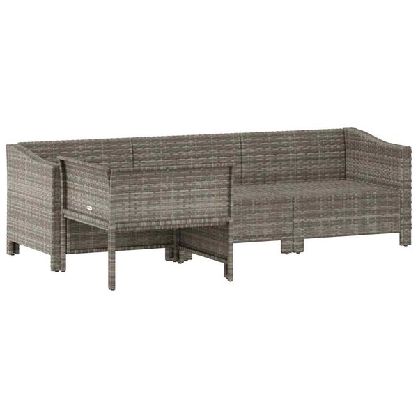 vidaXL Garden Lounge Set Gray Poly rattan, powder-coated steel, foam