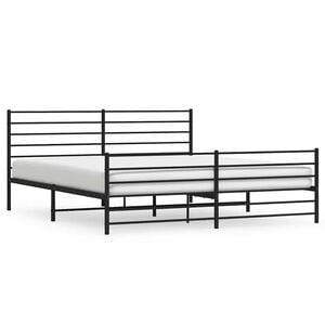 vidaXL Bed Frame Black Powder-Coated Steel 76x80 in Bed Frame