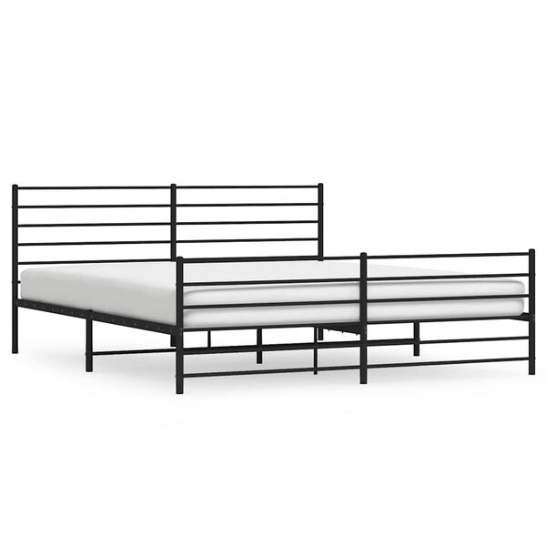 vidaXL Bed Frame Black Powder-Coated Steel 76x80 in Bed Frame