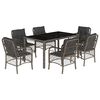 vidaXL Garden Dining Set Grey PE rattan 7 Piece Set
