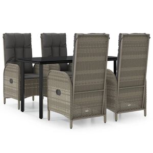 vidaXL Garden Dining Set Black and grey