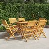 vidaXL Folding Garden Chair Set of 6 Teak Wood Solid teak wood Medium