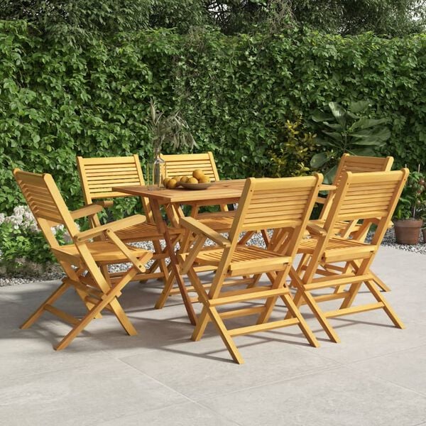 vidaXL Folding Garden Chair Set of 6 Teak Wood Solid teak wood Medium