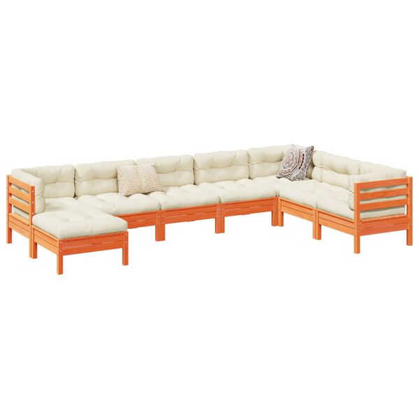 vidaXL Garden Sofa Set Wax brown Solid pine wood, Oxford fabric, PP cotton