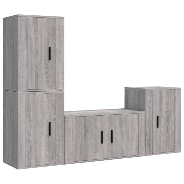 vidaXL TV Cabinet Set Set of 4 Grey Sonoma Engineered wood Medium