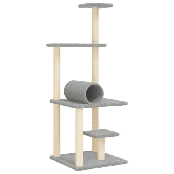 vidaXL Cat Tree Light grey Engineered wood, plush, sisal 53.5 in tall