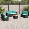 vidaXL 8 Piece Garden Sofa Set with Cushions Black Poly Rattan