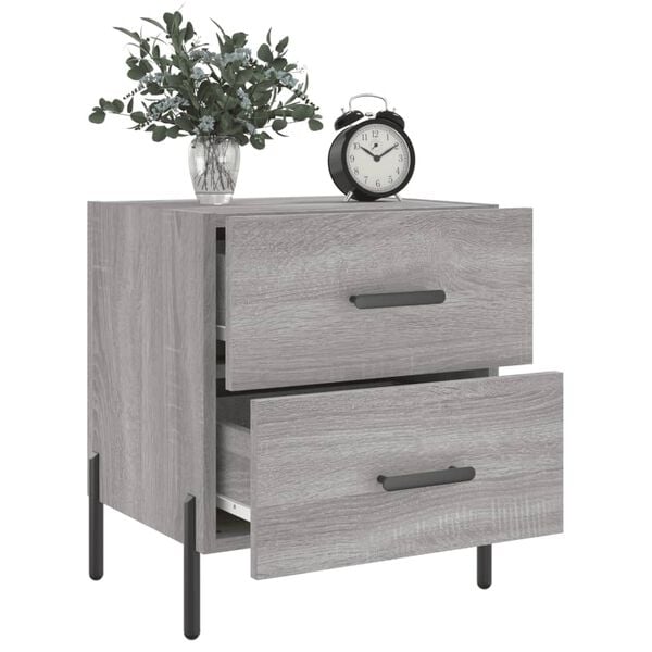 vidaXL Bedside Cabinet Set of 2 Grey Sonoma Engineered wood, Iron