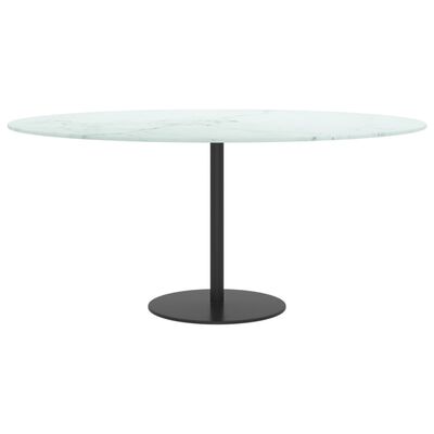 vidaXL Table Top White Ø 35.4"x0.4" Tempered Glass with Marble Design