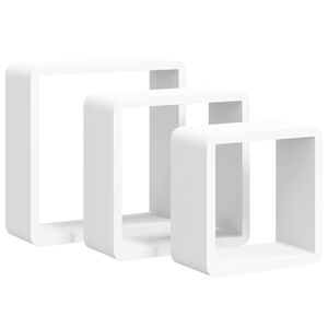 vidaXL Wall Cube Shelf Set of 3 White MDF Small, Medium, Large